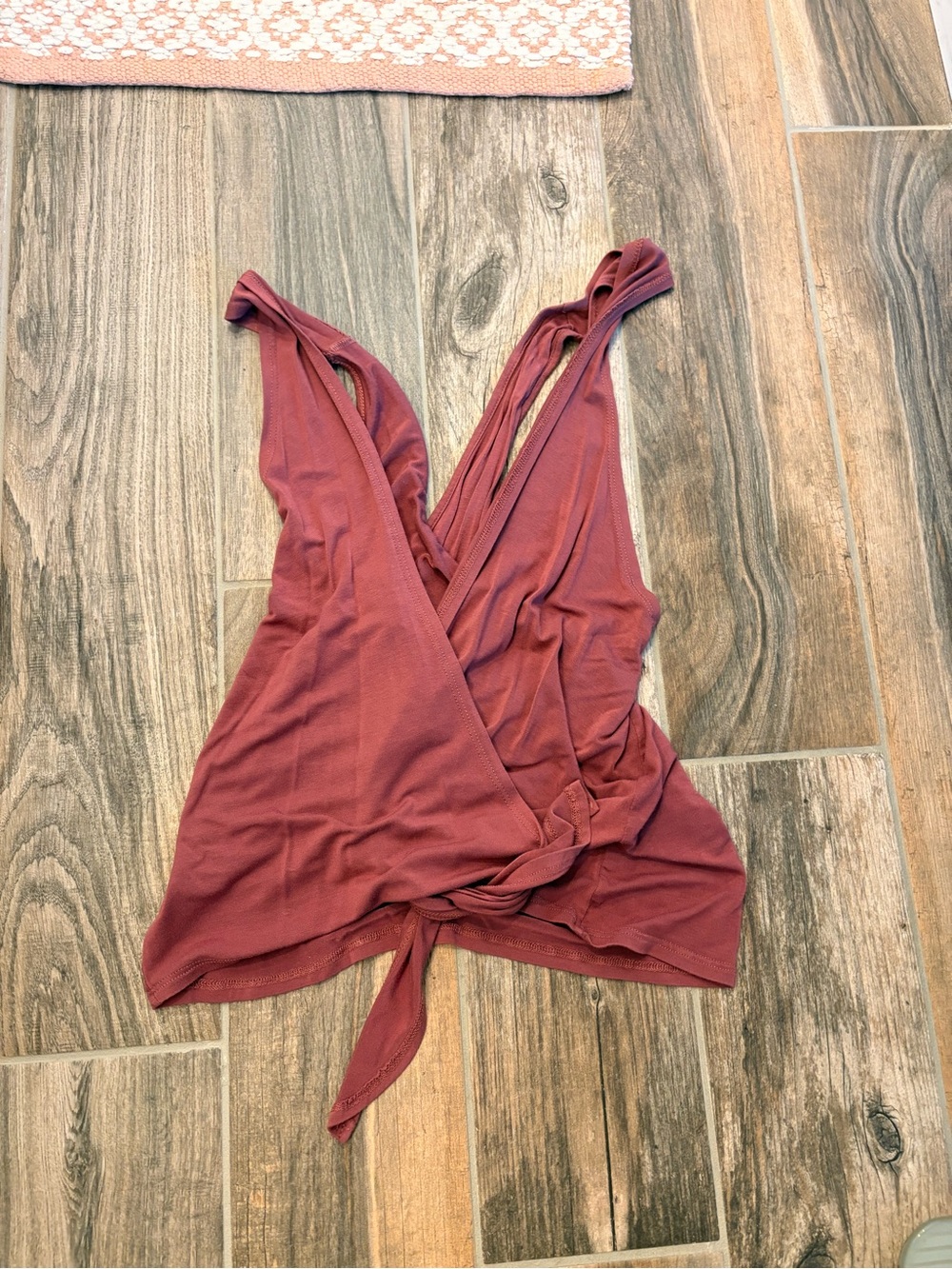 Sleeveless Wrap Front Tank Top - Dusty Rose
